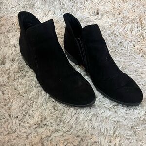 Time and Tru Black Ankle Booties with Suede Finish
